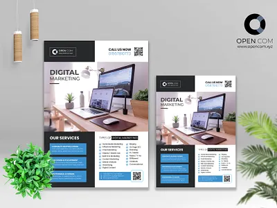 Flyer Design - OPEN COM banner branding catalog design design flyer design illustration one page catalog social media banner vector