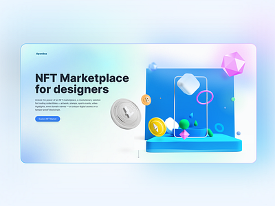 NFT Marketplace for designers landing page 3d bitcoin crypto design free ui kit landing page marketplace nft nft marketplace ui kit web design