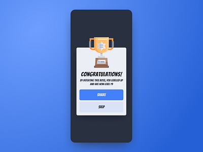 Pop-up/overlay | Daily UI #016 016 app daily ui 016 dailyui dailyui 016 dailyui016 design figma game interface level up levelup overlay playful pop up popup share trophy ui ux