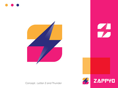 Letter Z and Thunder Logo 3d app brand design branding creative graphic design illustration letter letter mark logo logo design logotype simple technology thunder bolt thunder logo z logo