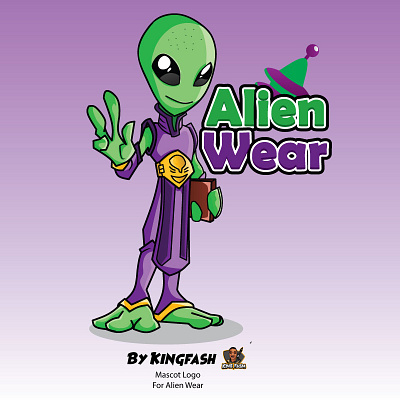 Alien Wear Mascot logo branding cartoon logo illustration kingfash logo design mascot logo vector