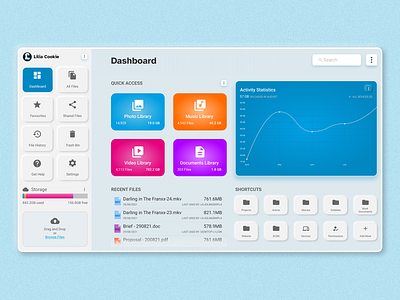 SaaS: Cloud Storage Dashboard branding dashboard graphic design light minimal morphism saas storage ui ux