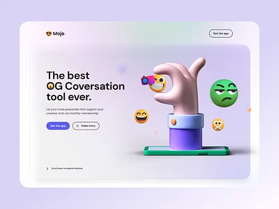 Emoji - Hero header 2021 ux 3d dark mode emoji hero section landing page minimal design typogrpahy ui