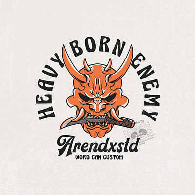 Ronin Heavy Enemy Vintage Graphic Skull art design graphic design illustration japan art japan mask logotype mascot ninja retro ronin samurai typography vector vintage vintage graphic