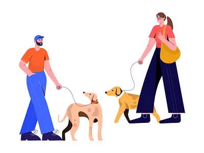 Free Lifestyle Illustrations 🍕🍦🍹 boy character colorful design dog flat free girl illustration kapustin man pet resources set vector walking woman