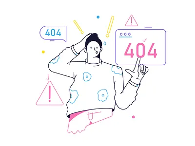 Teenagers 📱💥 404 character colorful design error illustration kapustin linear outline problem resources set vector