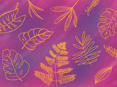 Golden Leafs Pattern abstract background design digital art illustration procreate