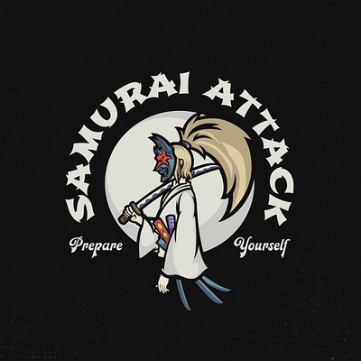 Samurai Attack | Vintage Graphic Skull art branding design illustration lettering logo retro samurai t shirt tshirt tshirt design typography vector vintage vintage graphic
