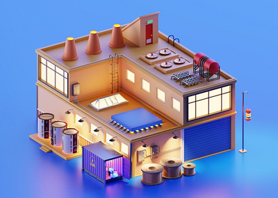 Linedock Motherboard factory 3d blender blender3d design factory illustration isometric lowpoly motherboard ui