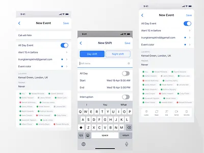 Calendar app app design ui ux