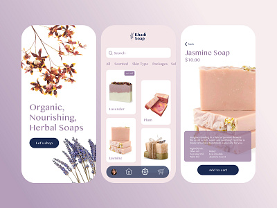 E-Commerce Shop - Daily UI #012 app artisanal challenge daily dailyui design dribbbler dribbblers flower handmade india organic soap ui uidesign uiux user experience ux uxdesign uxdesigner