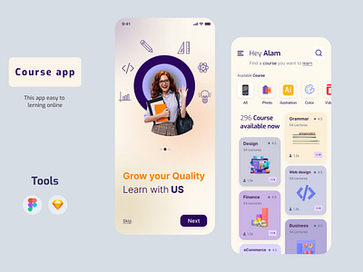 Online Course app ux ui concept app app ui app ui ux clean ui course course app design educaion app education graphic design lerning online class online learning treanding ui ui design uidesign uxalam uxui web app