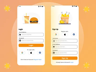 Login & Sign Up Screen - FoodMarket food login screen sign up ui