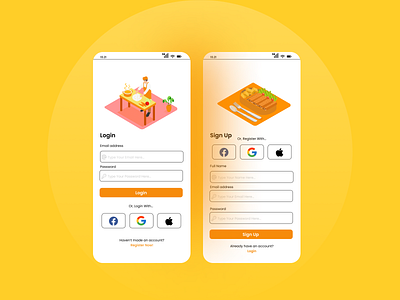 Food App Login Screen design ui