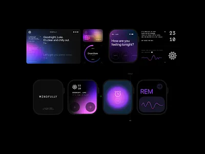 MINDFULLY™ Digital Branding + UI + RRSS black brand branding concept conceptual dark design digital finest gradient logo mind mindfully minimal tech ui wellness