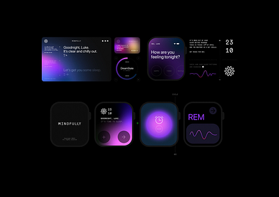 MINDFULLY™ Digital Branding + UI + RRSS black brand branding concept conceptual dark design digital finest gradient logo mind mindfully minimal tech ui wellness