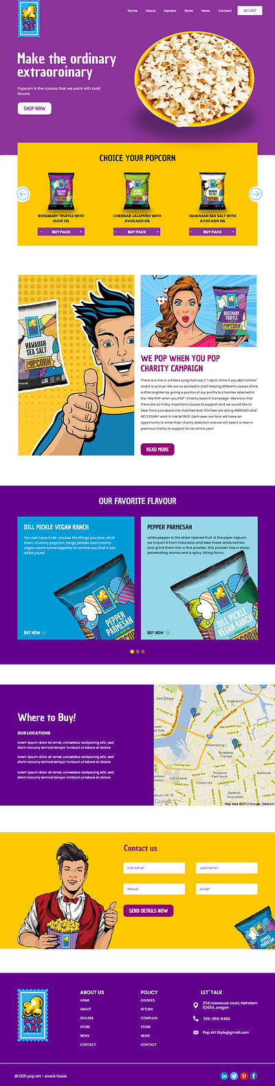 Pop Art Style Website for Snack Food Company web