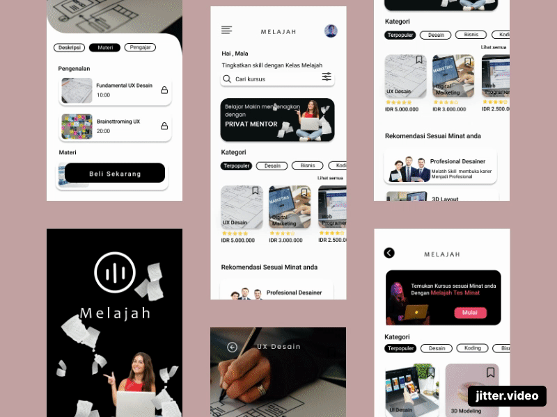 Melajah APP UX Challange black desain design learn melajah ui ui desain ui desing uiux ux ux desain ux desing