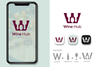 WINE HUB LOGO art brand logo branding design graphic design logo vector w letter logo wine bottle wine glass logo wine hub logo wine logo wine logo design wine logo ideas wine logo vector