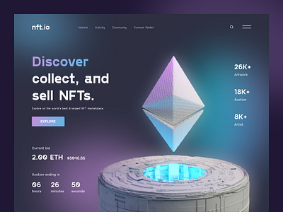 NFT Marketplace Website bitcoin crypto ethereum gallery landing landing page nft trading cards ui uiux ux web web design web page web site webdesign webpage website website design