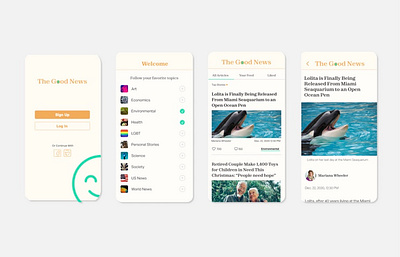 The Good News branding mobile ui ux