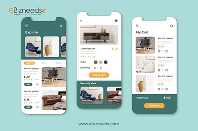 Furniture Ecommerce App UI/UX Design - eBizneeds android app design android app development app designer app designers app designers australia app developer app developers design illustration