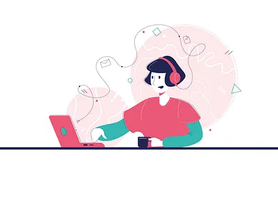 Computer work 2d app computer design graphic design illustration office vector work