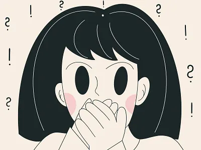 Silence is golden 🤐🤫🏅 app design branding character character design clean design exclamation mark fresh design good graphic design illustration lines loose minimal original question mark relax silence simple ui design