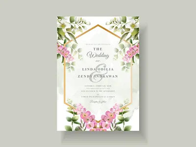 Beautiful floral wedding invitation template romantic
