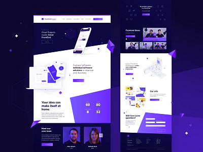 Frontend House Landing Page branding design desktop developer development frontend graphic design house landing page logo magic mockup podcast purple software studio ui ux vector violet