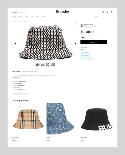 Brandie outlet brand onlineshopping outlet shop ui ux web website