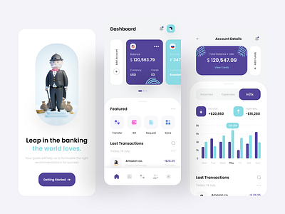 Finance & Wallet Bank App 3rdbank adobexd app appdesign bankapp blue clean colors design finance financeapp new popular redesign trending ui uiuxapp uiuxdesign walletapp