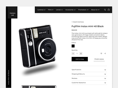DailyUI - E-Commerce camera daily ui dailyui dailyui 12 dailyui012 dailyui12 dailyuichallenge design e commerce instant camera ui ui design uidesign ux ux design web design webpage webpage design website