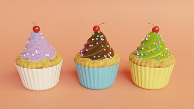 Cupcakes 3d blender cupcake