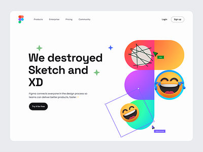 Figma - Hero header 3d adobe dark mode figma figma design hero section illustration landing page light mode sketch typography