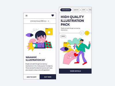 Waaahh! Illustration Kit android app clean figma graphic design illustration interaction ios light mode minimal design minimal ui mobile app sketch ui uiux user user interface ux