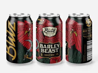 Barley Wine barley wine beast beer beer can beer label blitz craft beer craft brewery demon eagle illustration packaging wheat