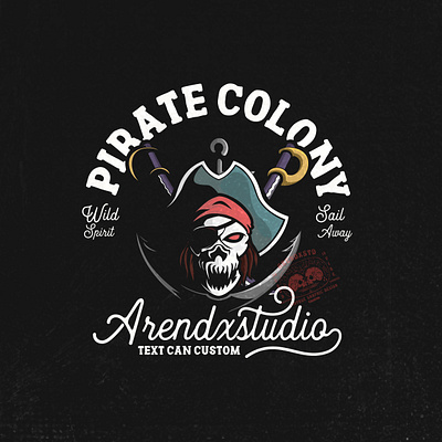 Pirate Colony | Vintage Graphic Skull branding design graphic design illustration lettering logo mascot mascot character pirate retro retro graphic retro style t shirt t shirt design typography vector vintage graphic