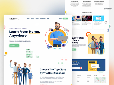 Educate - Landing Page clean clean ui design education education landing page illustration landing page landing page ui learning platform online course landing page online learning ui ui design uidesign ux ux design