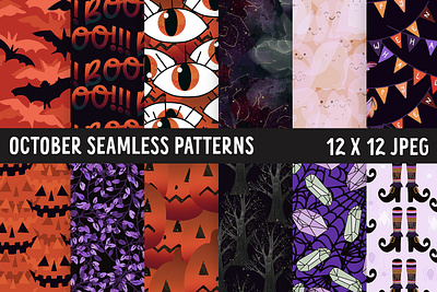 October Seamless Patterns spiders seamless patterns