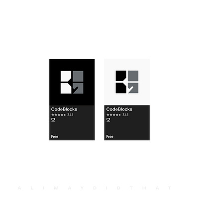 Code Blocks • Logo Redesign (Windows Store) alimaydidthat black and white black white branding branding and identity branding identity bw codeblocks design graphic design logo logo redesign logo trends negative space logo rebranding redesign semicolon semicolon logo square logo ui