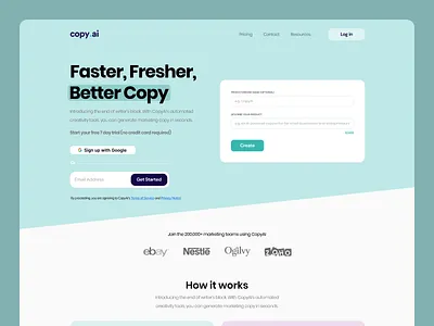 SaaS | Homepage redesign clean conversion copy.ai design minimal modern saas ui ux web web design website