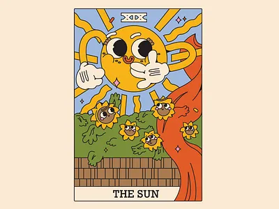 the sun card card character design characters design illustraion tarot vector illustration