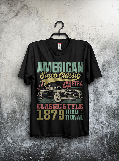 American since classic vintage car retro t-shirt design car retro t shirt design graphic design illustration t shirt t shirt design vintage car vintage car t shirt