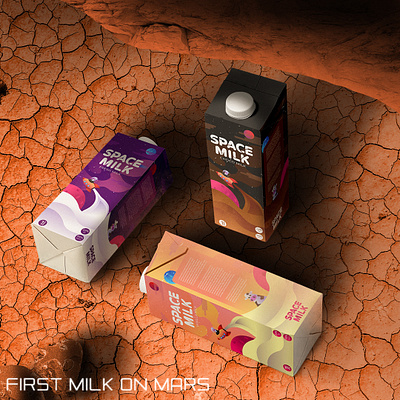 SPACE MILK ON MARS! brand branding illustration logo packaging design