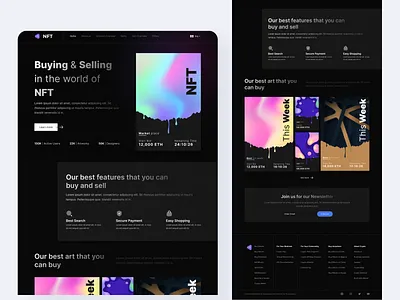 NFT Website figma illustration landing page market place nft uiux