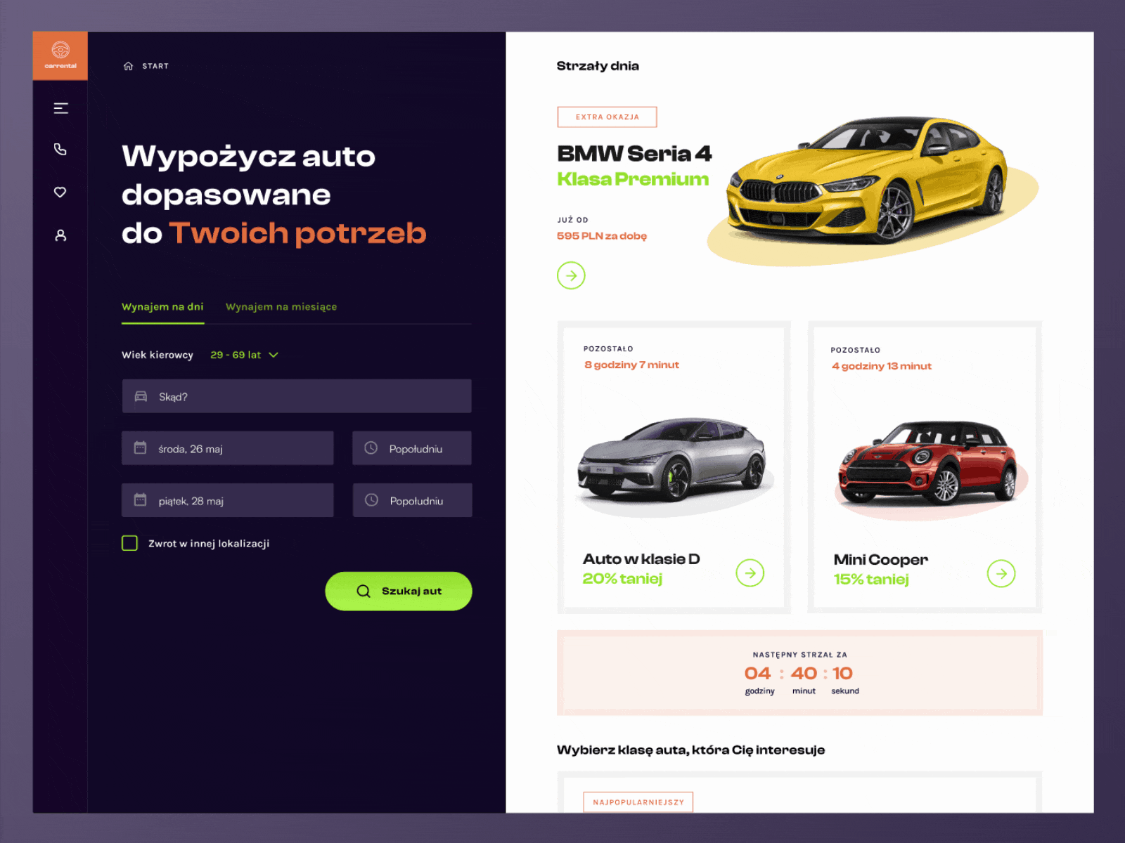 Car rental concept app car car rental design rental search ui ux