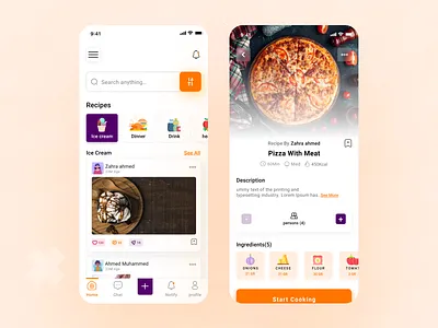 Recipe App design graphic design ui ux