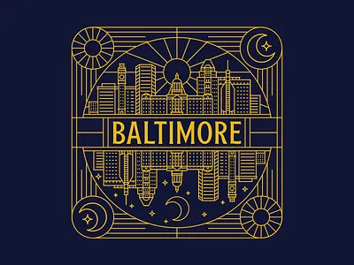 Baltimore Design Monoline apparel art badge baltimore branding city clean clothing geometric graphic design illustration landmark landscape lineart logo minimal monoline print sticker symbol