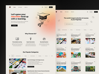 E-Learning Platform Landing Page design elearning funlearning graphic design mobile mobileapp onlineeducation ui uidesign